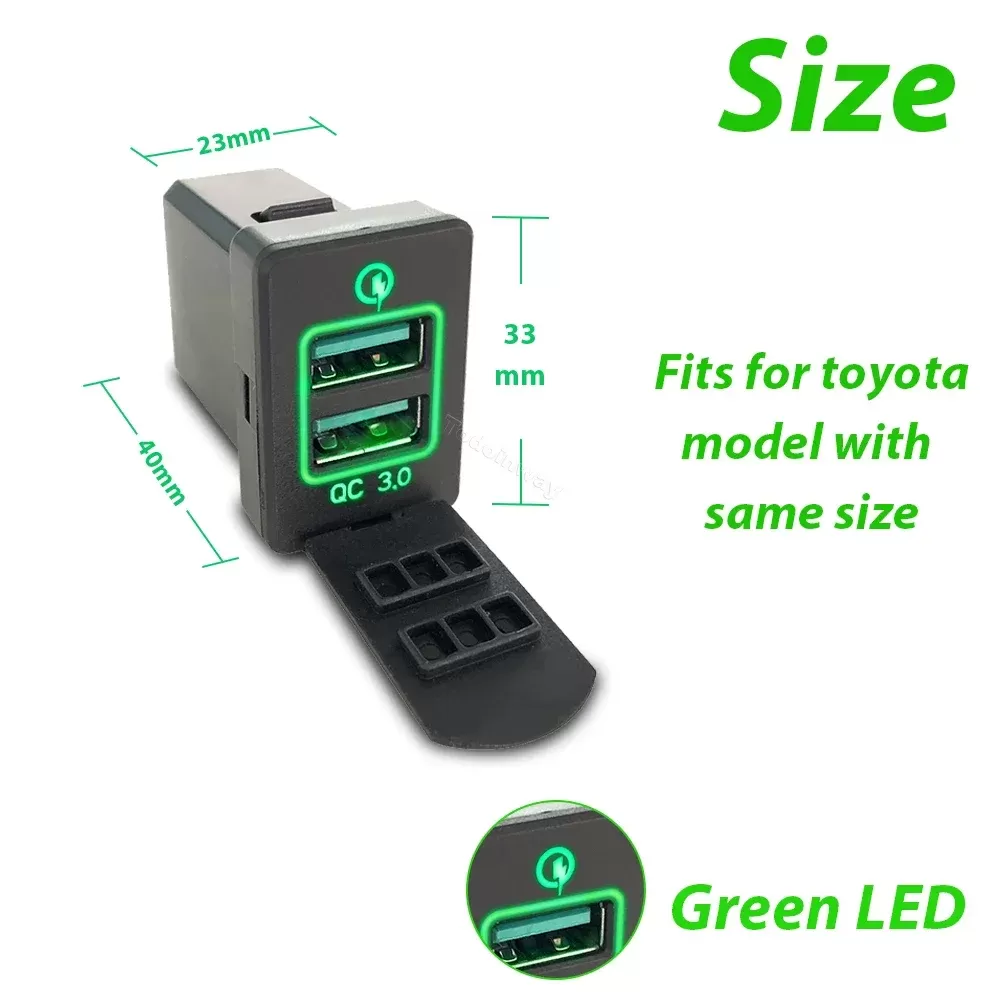 מטען USB מהיר לרכב עם LED QC 3.0 - תמונה 3